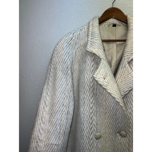 Womens Luxus Qualitat Mohair Wool Coat Overcoat Herringbone Jacket Size XL - Picture 3 of 12